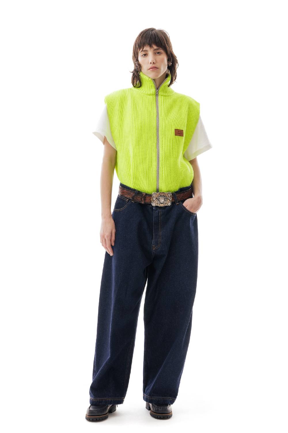 Lc23 English Knit Zip Vest Fluo Yellow Prezzo basso