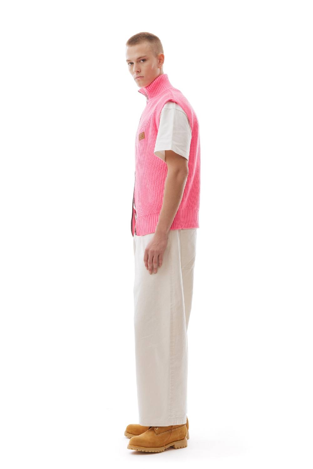 Lc23 English Knit Zip Vest Fluo Pink Super Saving Price