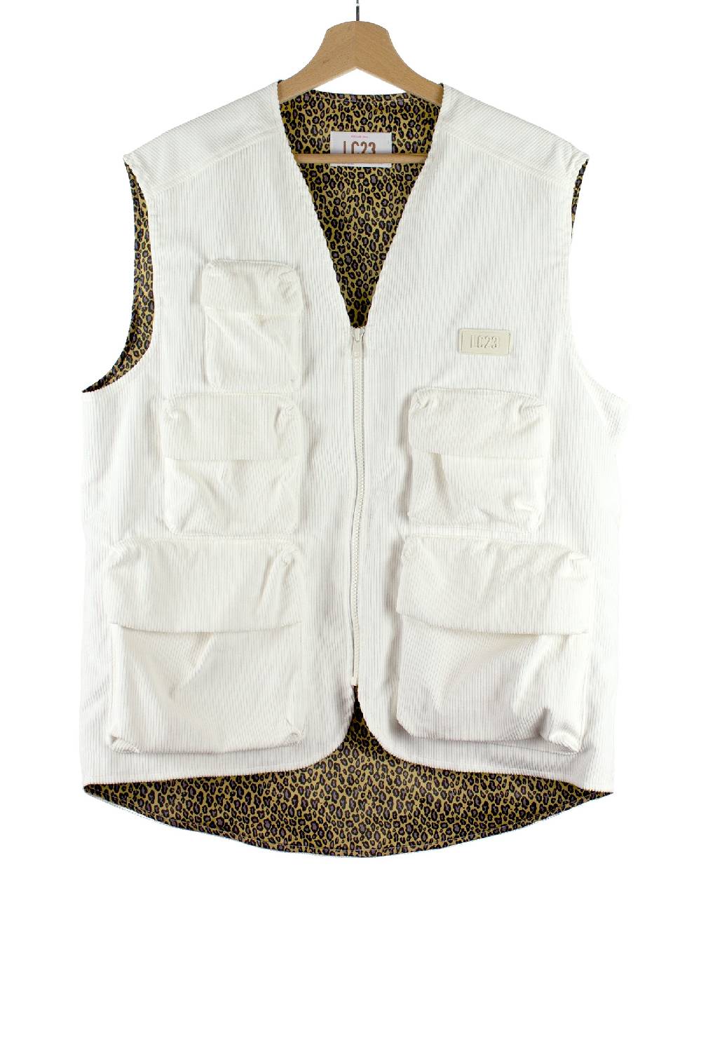 Lc23 Corduroy Multipocket Vest White Grandi sconti
