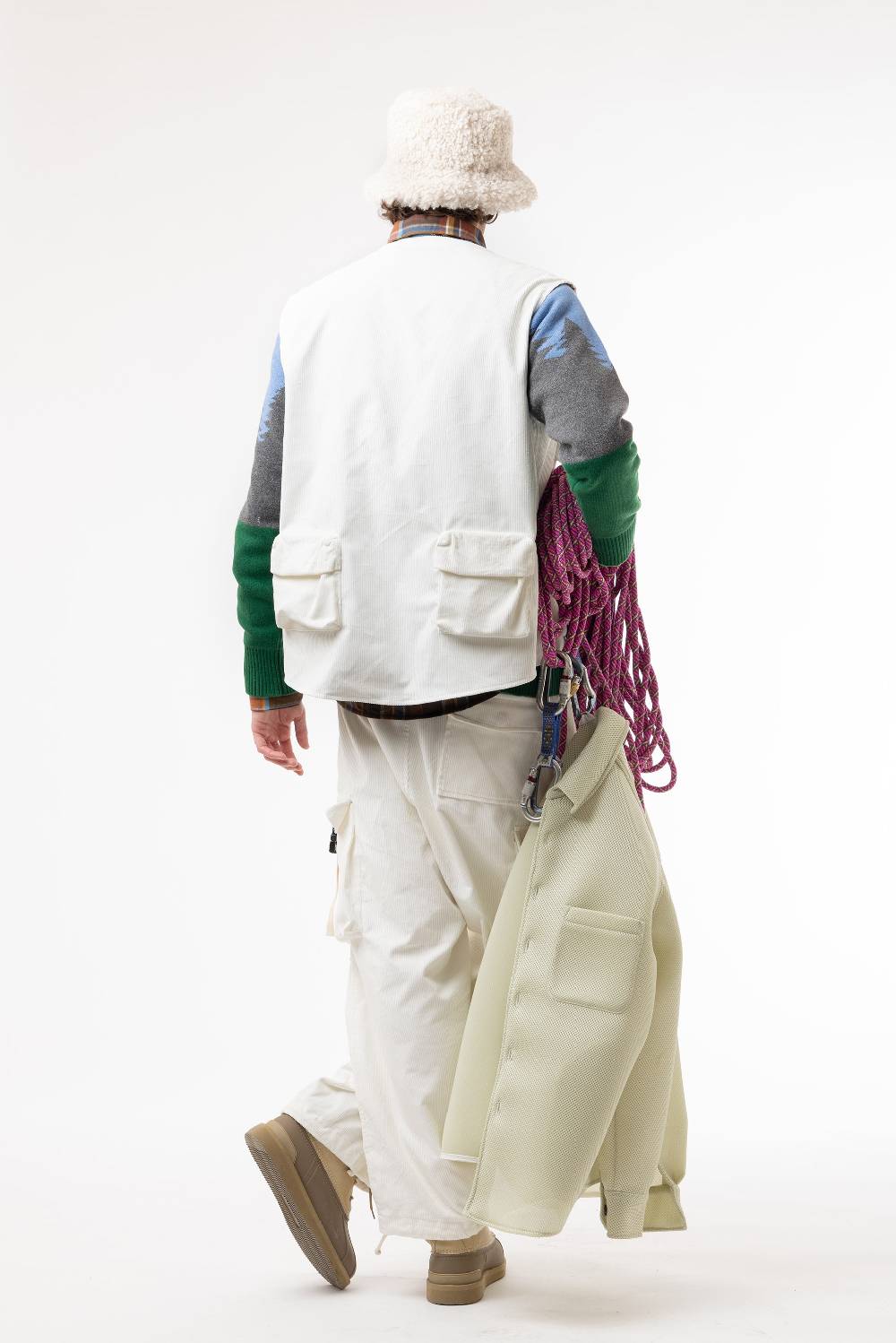 Lc23 Corduroy Multipocket Vest White Grandi sconti