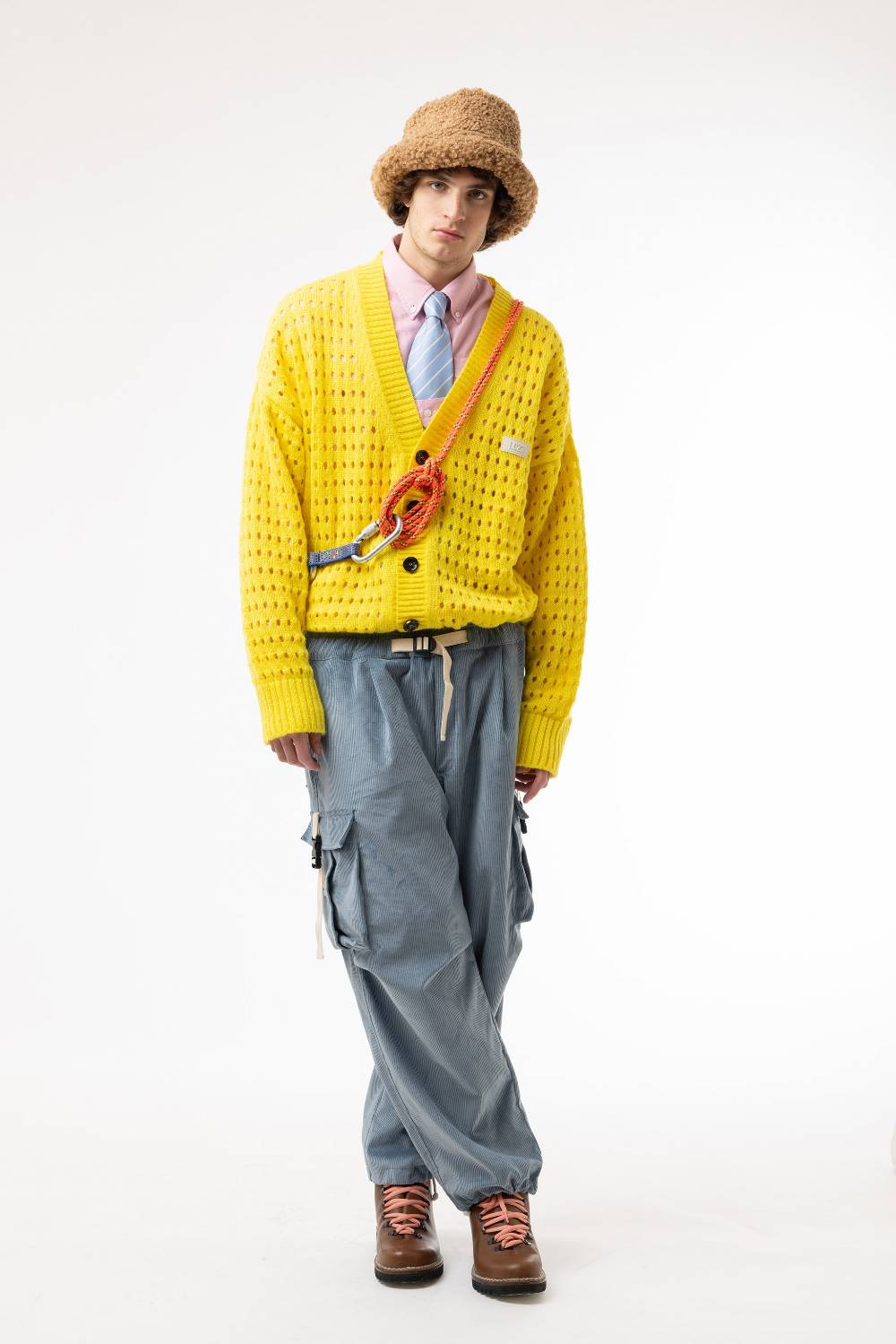 Lc23 Perforated Cardigan Yellow Prezzo basso