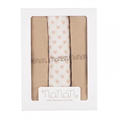 Nanán Set 3 pz mussola beige 80x80 cm Negozi Online
