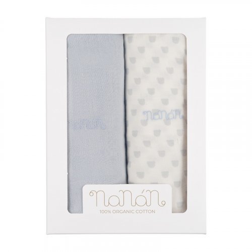 Nanán Set 2 pz mussola azzurro 120x120 cm Consegna Veloce