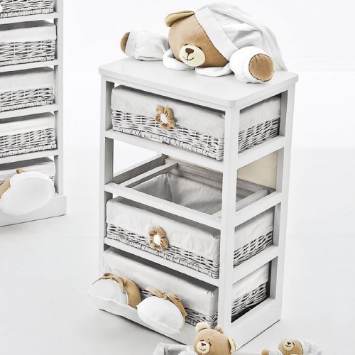 Nanán Mobile 4 cassetti Tato bianco Saldi Di Fabbrica