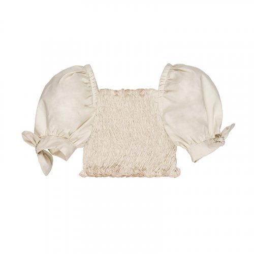 Nanán Blusa in punto smock panna Saldi Di Fabbrica