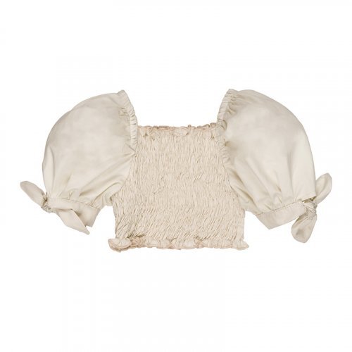 Nanán Blusa in punto smock panna Saldi Di Fabbrica