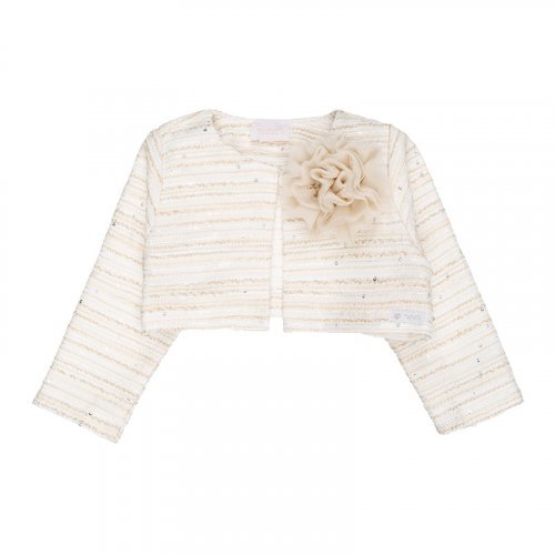 Nanán Cardigan beige con rosa Vendita calda