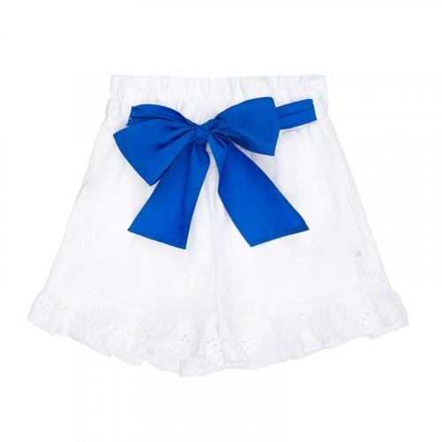 Nanán Shorts bianchi con fiocco blu Sostegno trimestrale