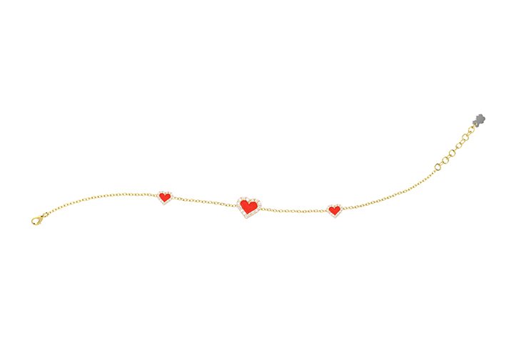 Nanán Bracciale Cuori Rossi Argento Negozi Online