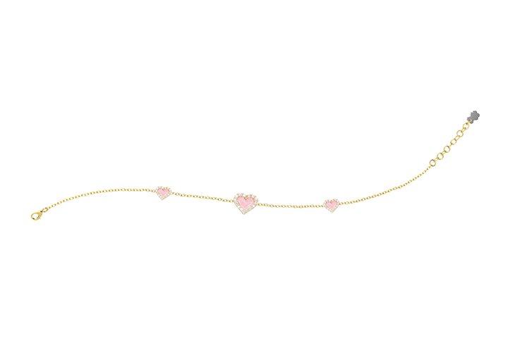 Nanán Bracciale Cuori Rosa Argento Sottocosto
