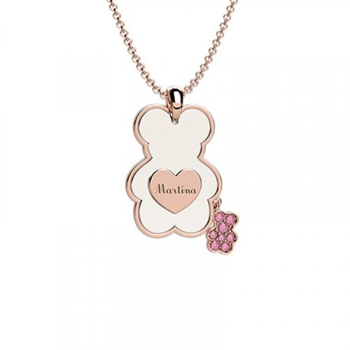 Nanán Pendente Orso Ceramica-Oro 9Kt Rosa Duty-free