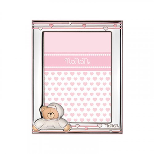 Nanán Cornice Argento Tato rosa 90x130mm Nuovo