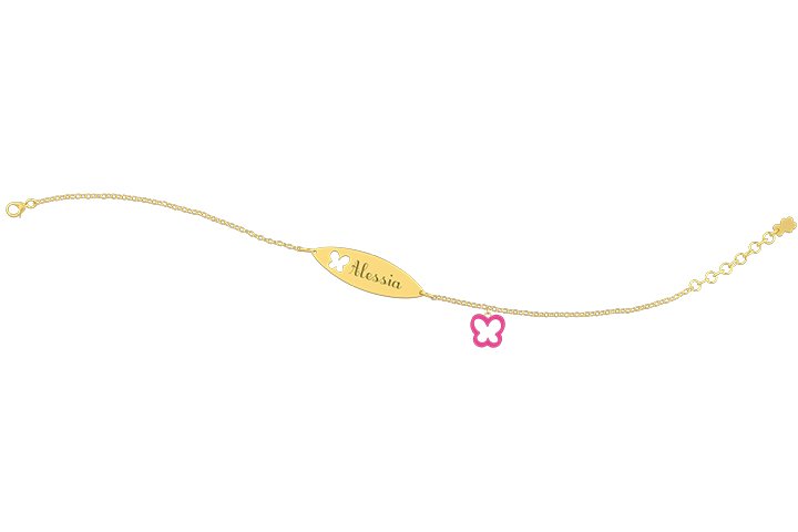 Nanán Bracciale con Targhetta - Charms farfalla rosa Qualità Garantita