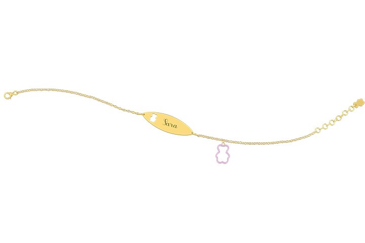 Nanán Bracciale con Targhetta - Charms orsetto rosa Consegna Veloce