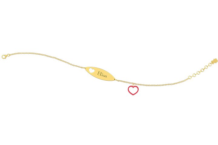 Nanán Bracciale con Targhetta - Charms cuore rossa Shopping Online