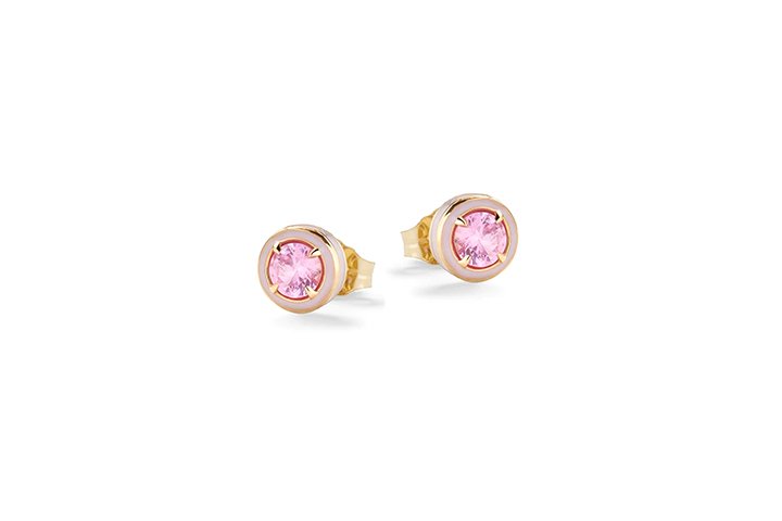 Nanán Orecchini Pietra Brillante Rosa Argento In Vendita