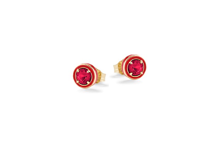 Nanán Orecchini Pietra Brillante Rossa Argento Saldi