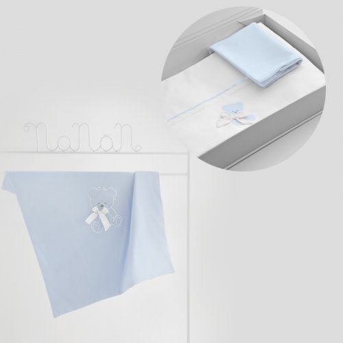 Nanán Gift Promo: Set Lenzuola carrozzina + Copertina carrozzina AZZURRO Qualità