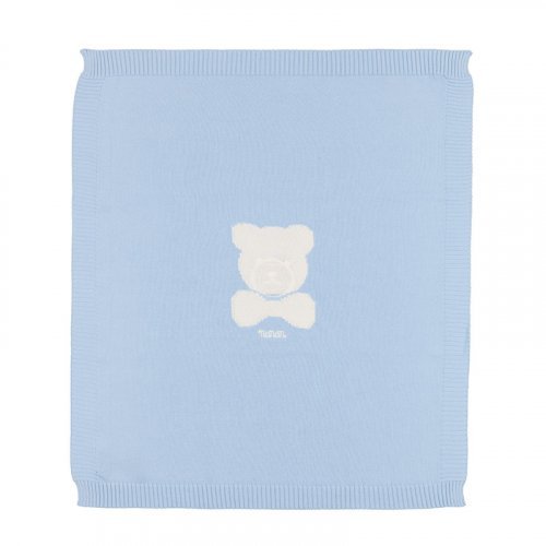 Nanán Coperta in filo azzurro con orso Comprare a buon mercato