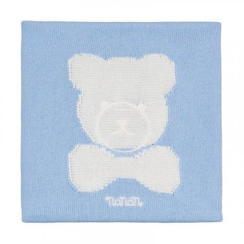 Nanán Coperta in filo azzurro con orso Comprare a buon mercato