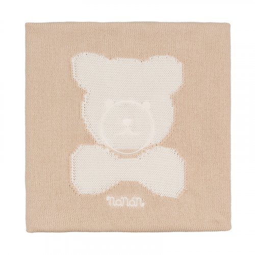 Nanán Coperta in filo beige con orso Grande vendita