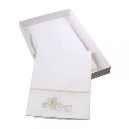 Nanán Set Lenzuola Carrozzina 3 Pz Dadini Bianco