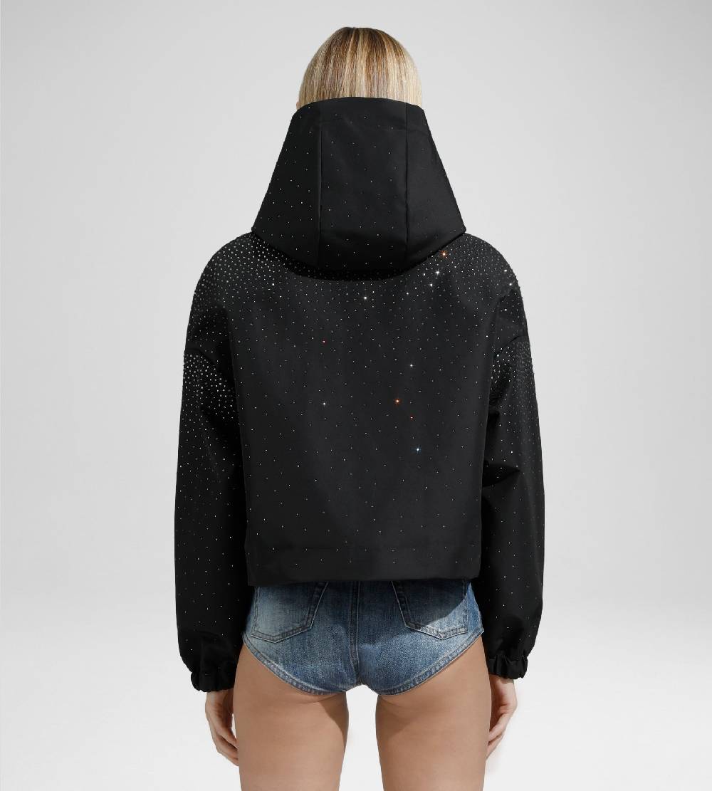 Khrisjoy KHRIS CROP WINDBREAKER STRASS BLACK Qualità Garantita