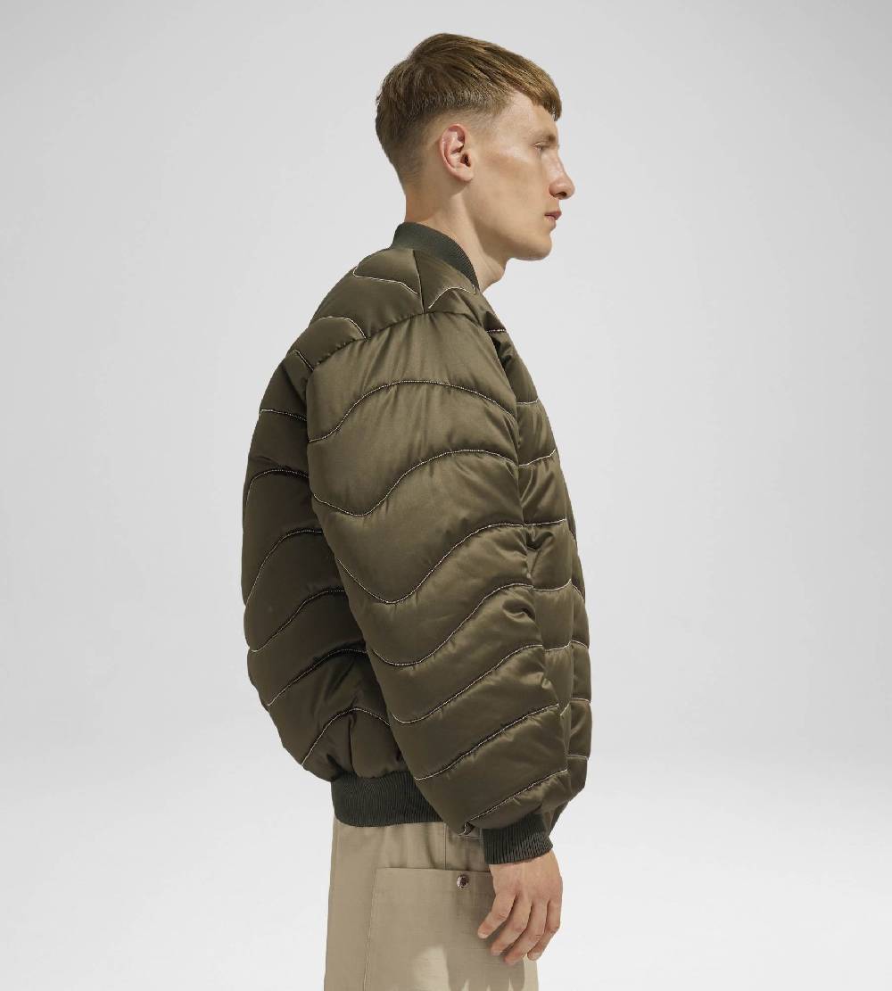 Khrisjoy BOMBER SATIN WAVE CHAINS OLIVE GREEN Qualità Garantita