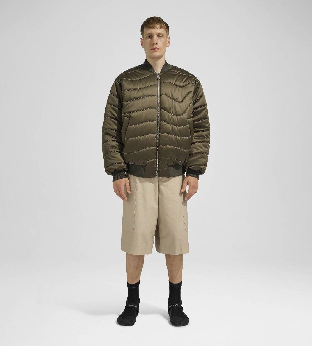 Khrisjoy BOMBER SATIN WAVE CHAINS OLIVE GREEN Qualità Garantita