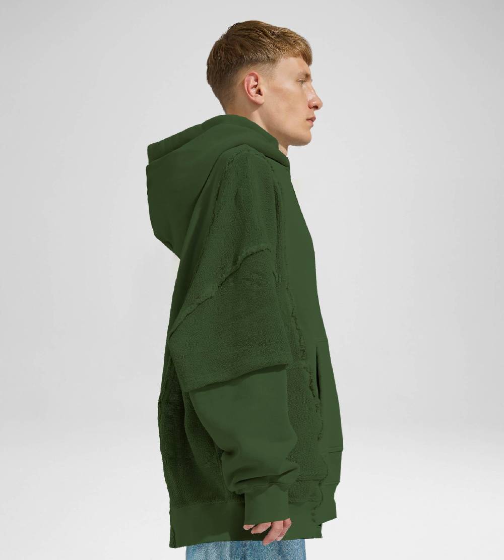Khrisjoy HOODIE DOUBLE POCKETS OLIVE GREEN Consegna Veloce