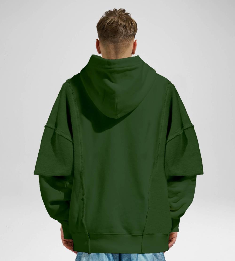Khrisjoy HOODIE DOUBLE POCKETS OLIVE GREEN Consegna Veloce