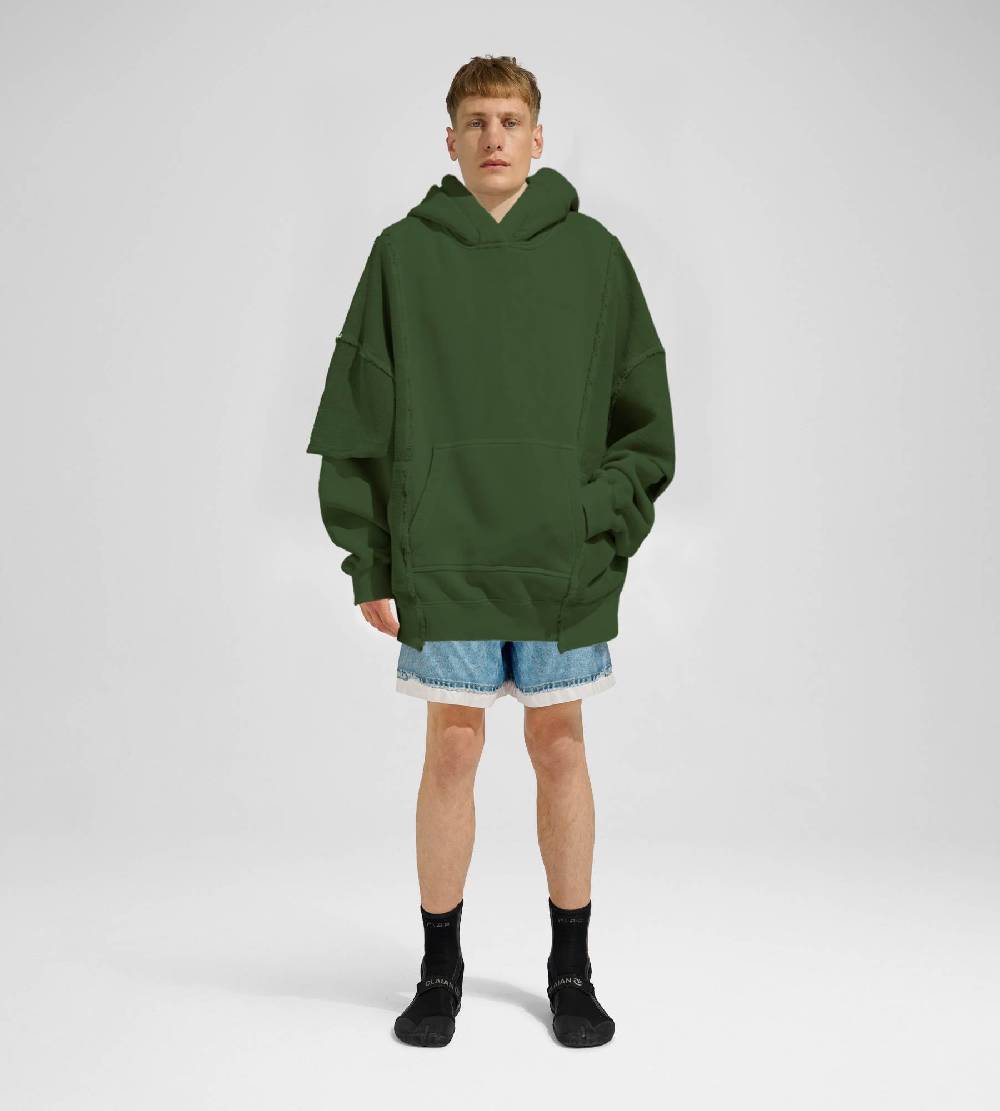 Khrisjoy HOODIE DOUBLE POCKETS OLIVE GREEN Consegna Veloce
