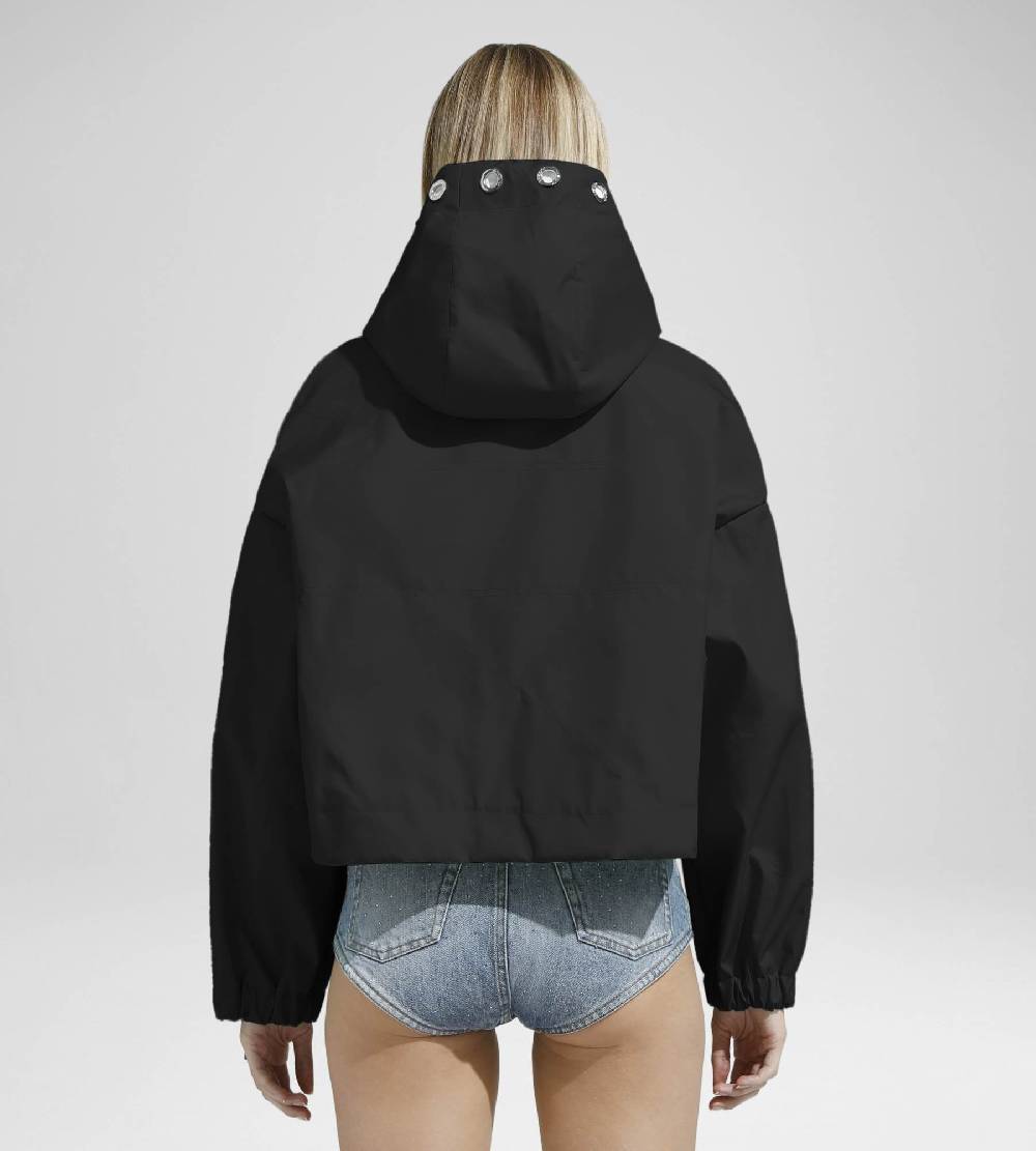 Khrisjoy NEW KHRIS CROP WINDBREAKER BLACK In Vendita