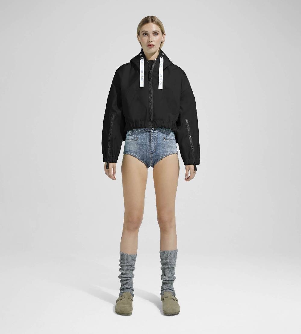 Khrisjoy NEW KHRIS CROP WINDBREAKER BLACK In Vendita