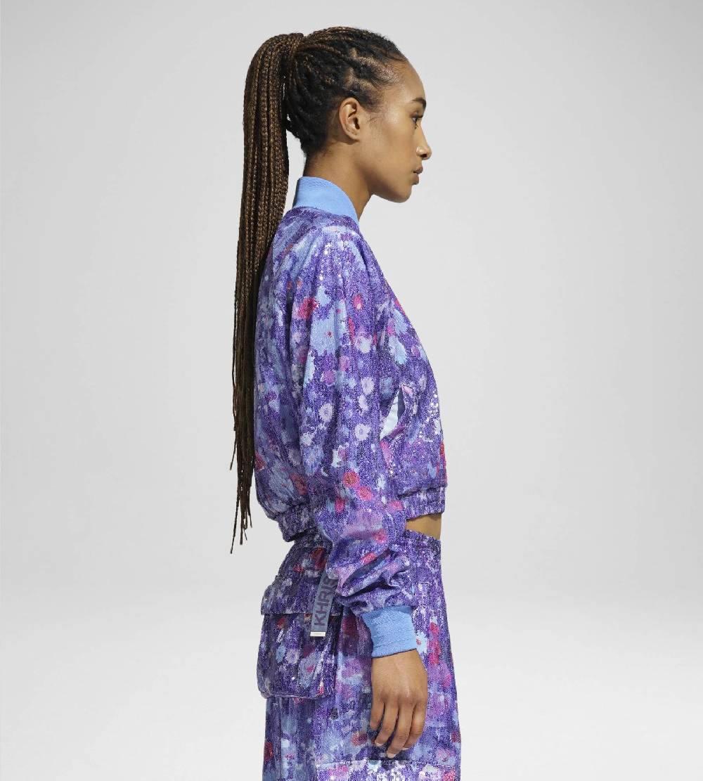 Khrisjoy TRACK JACKET PAILLETTES FLOWERS UPSIDE DOWN GRAPE Qualità