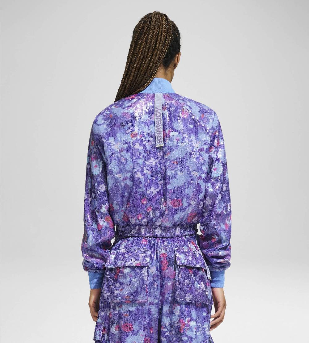 Khrisjoy TRACK JACKET PAILLETTES FLOWERS UPSIDE DOWN GRAPE Qualità