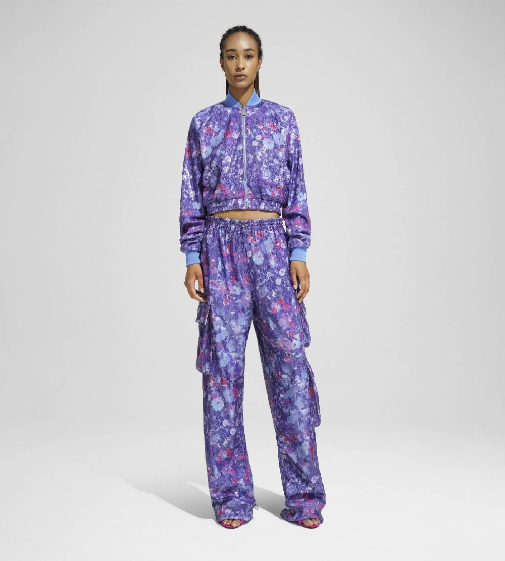 Khrisjoy TRACK JACKET PAILLETTES FLOWERS UPSIDE DOWN GRAPE Qualità