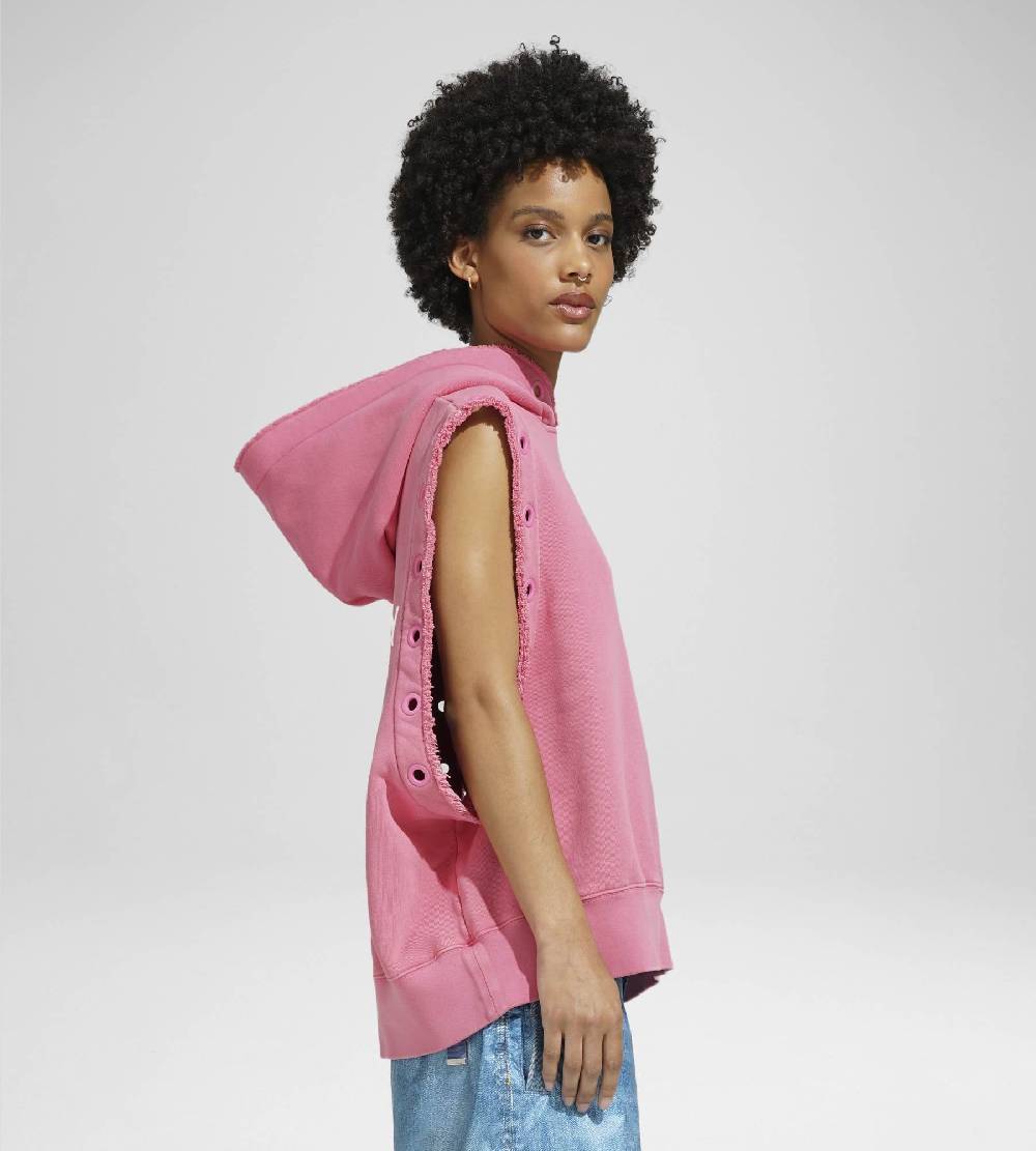 Khrisjoy HOODIE VEST EYELETS CANDY PINK Vendita Calda