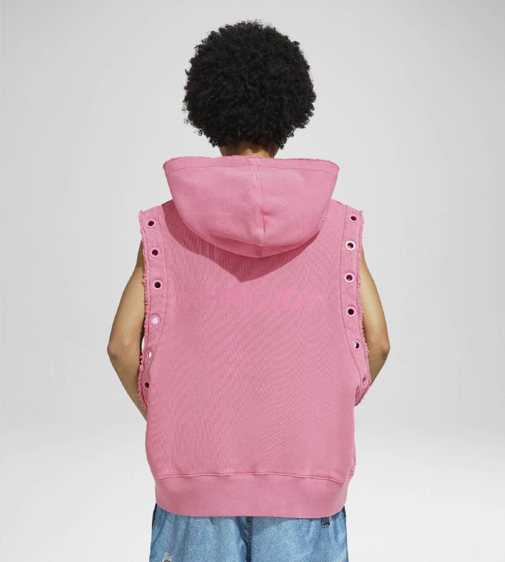 Khrisjoy HOODIE VEST EYELETS CANDY PINK Vendita Calda