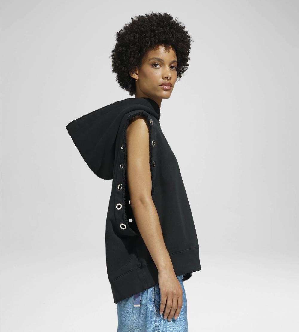 Khrisjoy HOODIE VEST EYELETS BLACK Vendita Economica