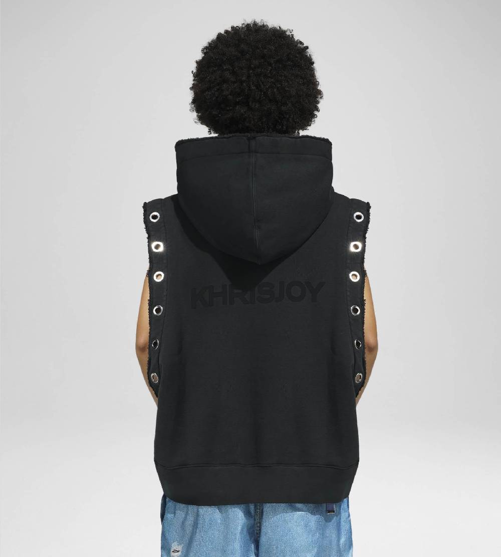 Khrisjoy HOODIE VEST EYELETS BLACK Vendita Economica