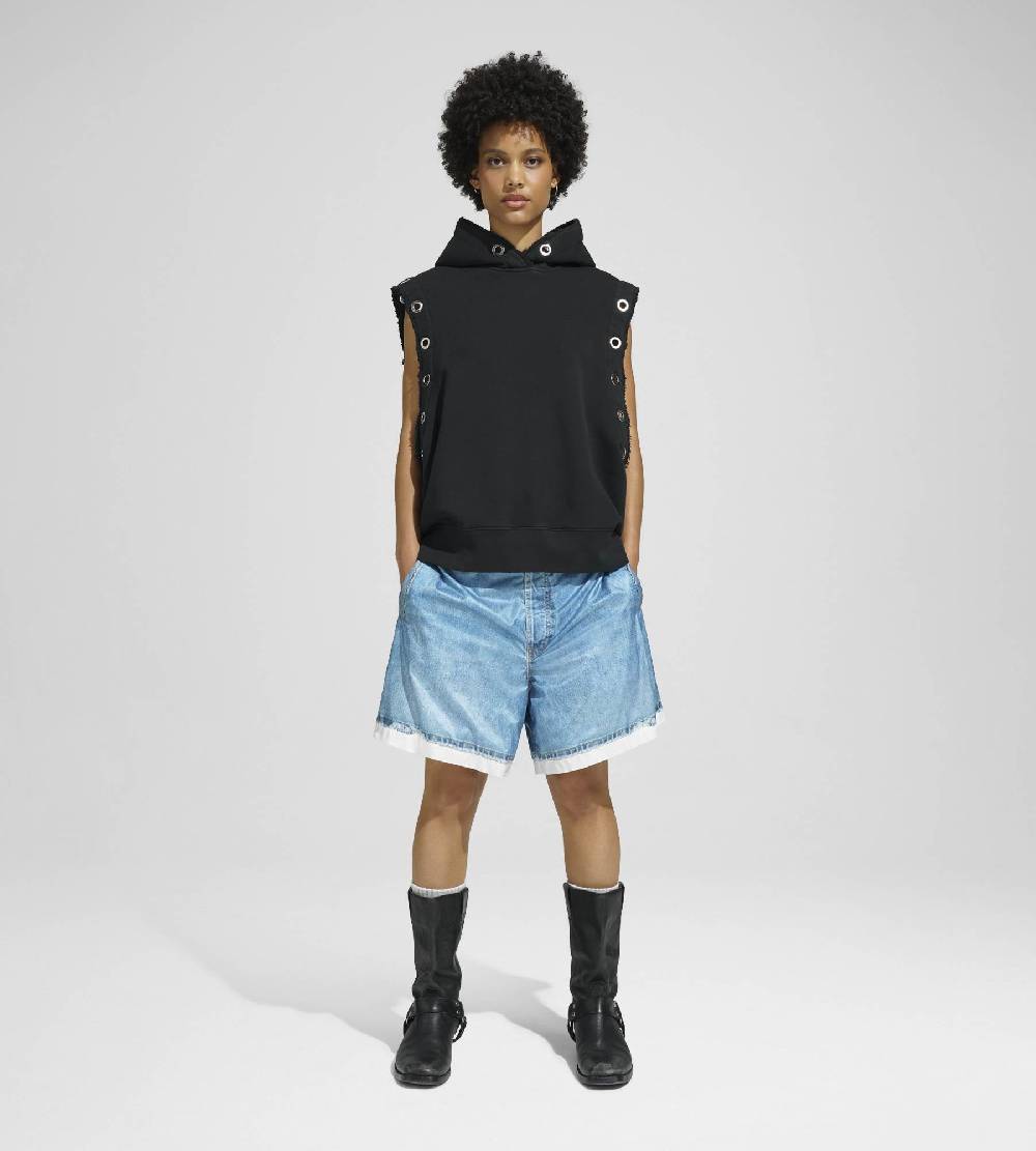 Khrisjoy HOODIE VEST EYELETS BLACK Vendita Economica