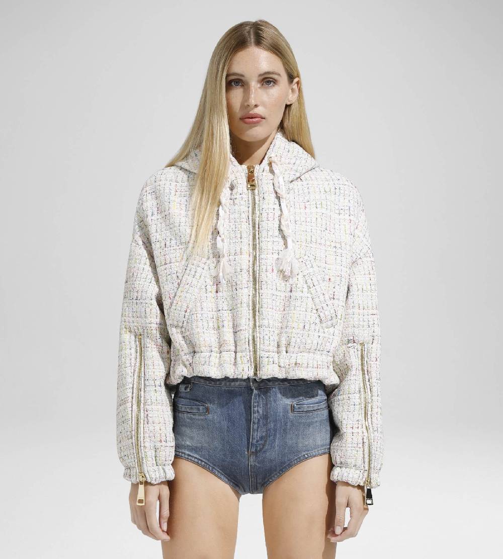 Khrisjoy KHRIS CROP WINDBREAKER TWEED PASTEL COLORS Moda