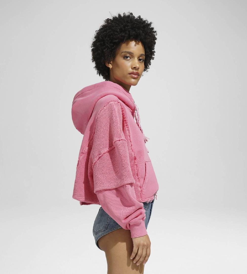 Khrisjoy HOODIE CROP DOUBLE POCKETS CANDY PINK Italia