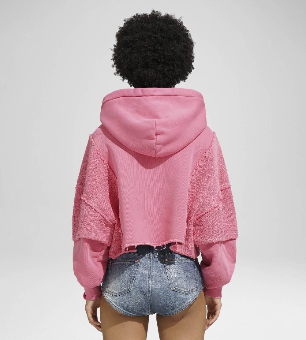 Khrisjoy HOODIE CROP DOUBLE POCKETS CANDY PINK Italia