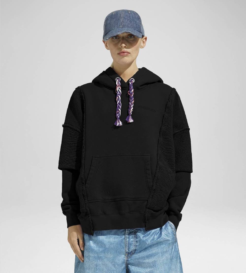 Khrisjoy HOODIE DOUBLE POCKETS BLACK In Linea