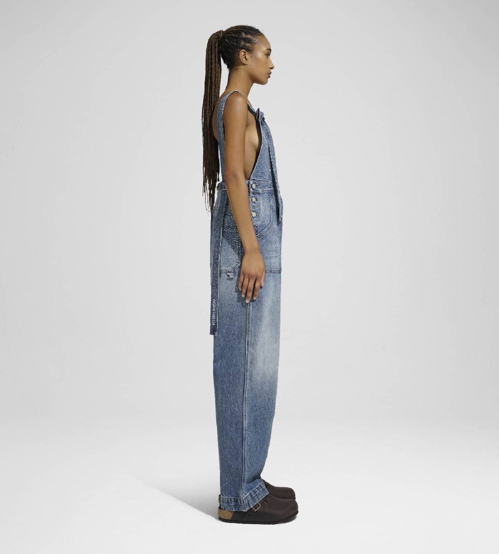 Khrisjoy SALOPETTE DENIM STRASS MEDIUM DENIM MULTICOLOR Spedizione Gratuita