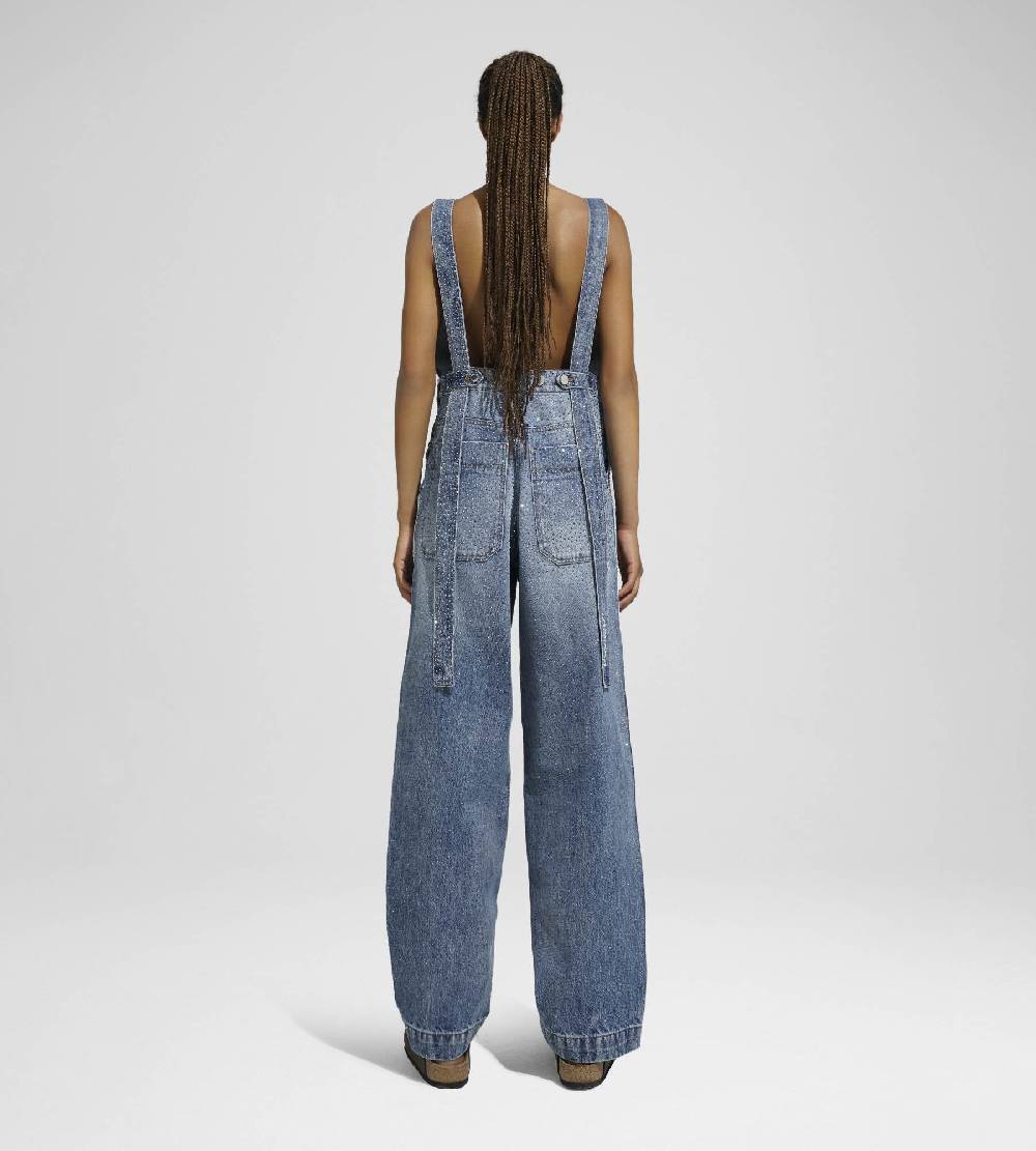 Khrisjoy SALOPETTE DENIM STRASS MEDIUM DENIM MULTICOLOR Spedizione Gratuita