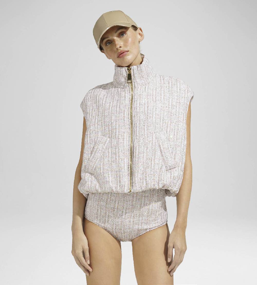 Khrisjoy JOY VEST TWEED CROPPED PAILLETTES TRAMÉ Sottocosto