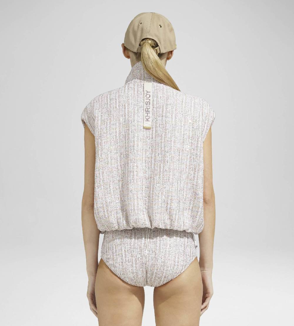 Khrisjoy JOY VEST TWEED CROPPED PAILLETTES TRAMÉ Sottocosto